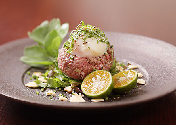 Ishigaki beef steak tartare with salad